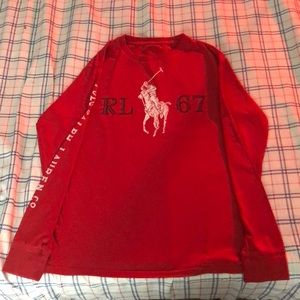 Red long sleeve Ralph Lauren shirt. Good condition